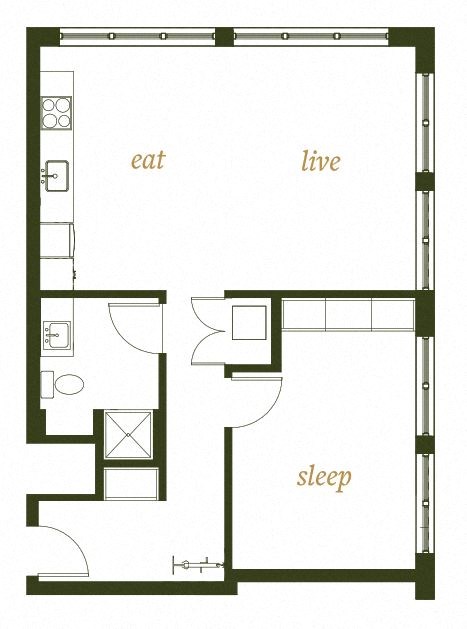230 Ash Apartments One Bed D Floor Plan